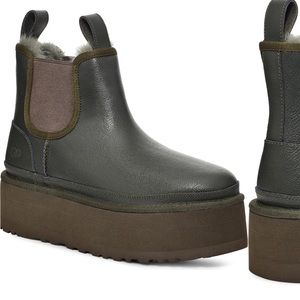 NEW WITH TAGS - NEUMEL PLATFORM CHELSEA UGG BOOT in FOREST GREEN